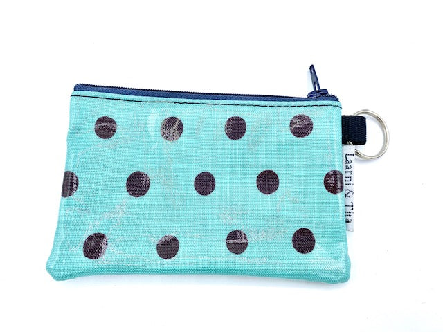 Coin Purse in Teal Polka Dots